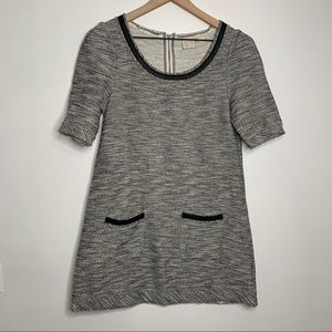Anthropology Postmark Grey Tweed Tunic Pocket Dress Short Sleeve Size Small